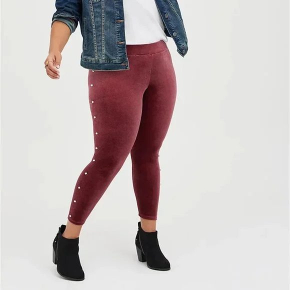 ❤️NWT VINTAGE TORRID LEGGING - VELVET PURPLE WITH PEARL BUTTONS - PLUS SIZE - Picture 1 of 11